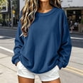 thumbnail image 6 of Tqcoqu Women's Solid Corduroy Crew Neck Sweatshirt, Long Sleeve Oversized Loose Fall Winter Casual Commuter Pullover Top, 6 of 8
