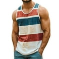 thumbnail image 3 of Mens Workout Tank Tops Beach Summer Sleeveless Shirts Men's Striped Tank Top Casual Summer Beach Tee Tops Sleeveless Crew Neck T Shirts Color Block Tees Grey L, 3 of 4