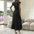 thumbnail image 4 of HNMKIU Casual Dresses for Women A-Line V Neck Long With Ruffles Flowy Elegant Wear Summer Spring Fall Boho Maxi for Daily Maxi Dress Black,XXL, 4 of 7