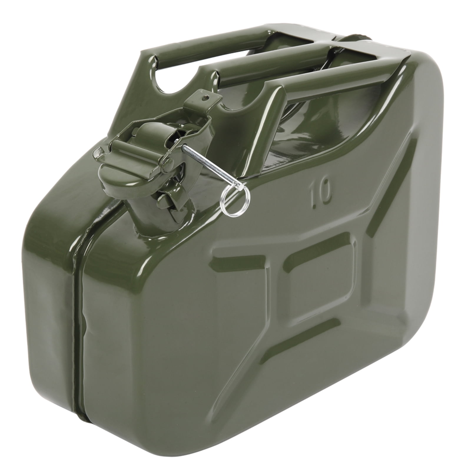 Oufan 10L Metal Gas Tank Can Gas Can Petrol Diesel Fuel Can Power Emergency Backup Tank with Flexible Spout, Gasoline Bucket, Fuels Gasoline Cars, Trucks, Equipment, Green