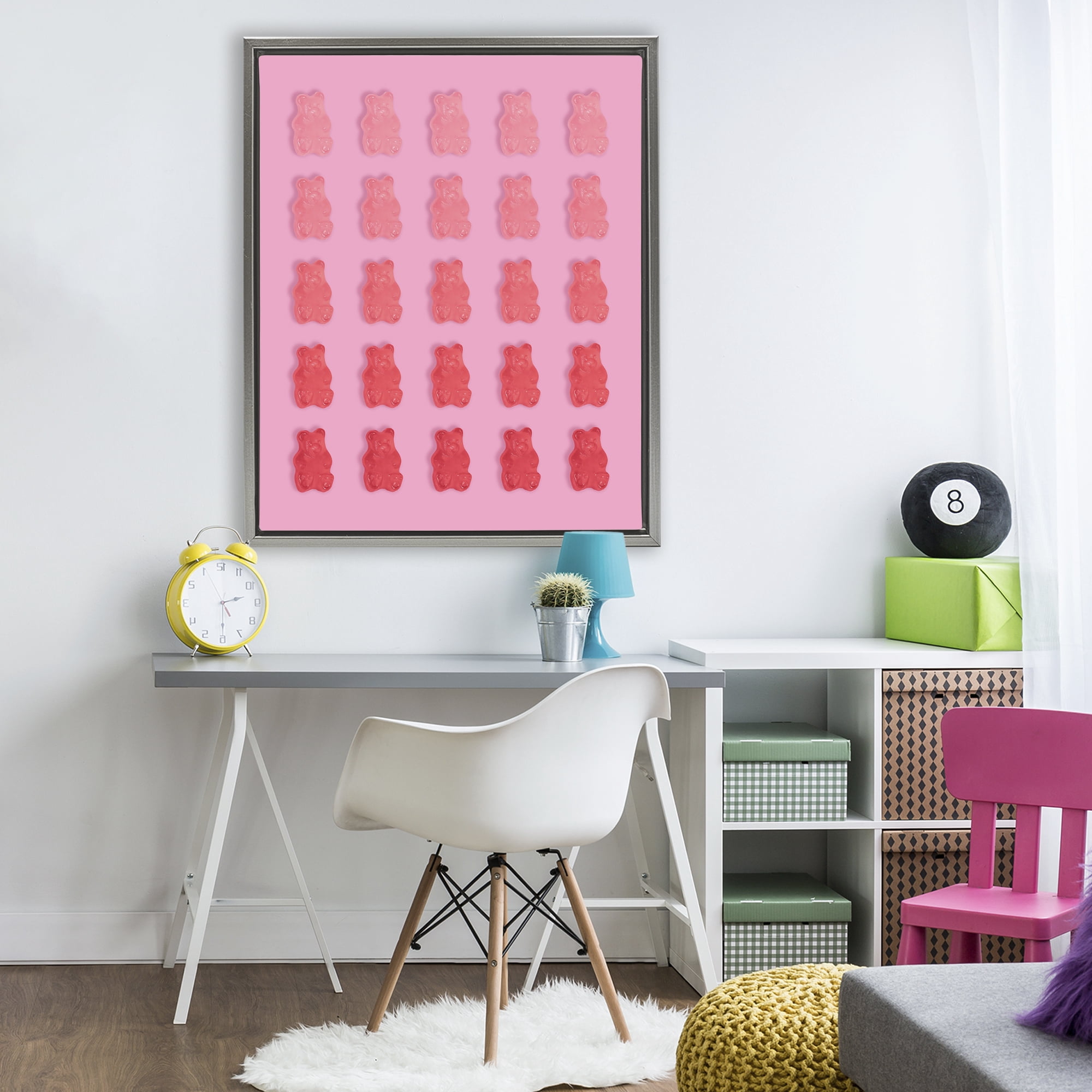 Stupell Industries Sweet Pink Gummy Bears Gray Framed Floater Canvas Wall Art, design by LISH Creative