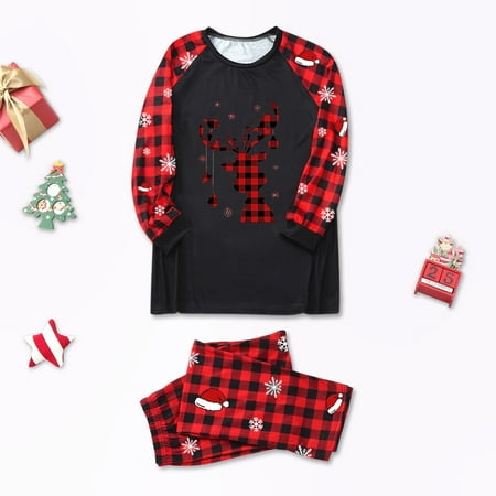 

CAICJ98 Matching Family Christmas Pajama Set Henley Collar Sleepwear Set Long Sleeve Pj Set Comfy Nightwear Lounge Set Christmas Gifts For Teenage Girls