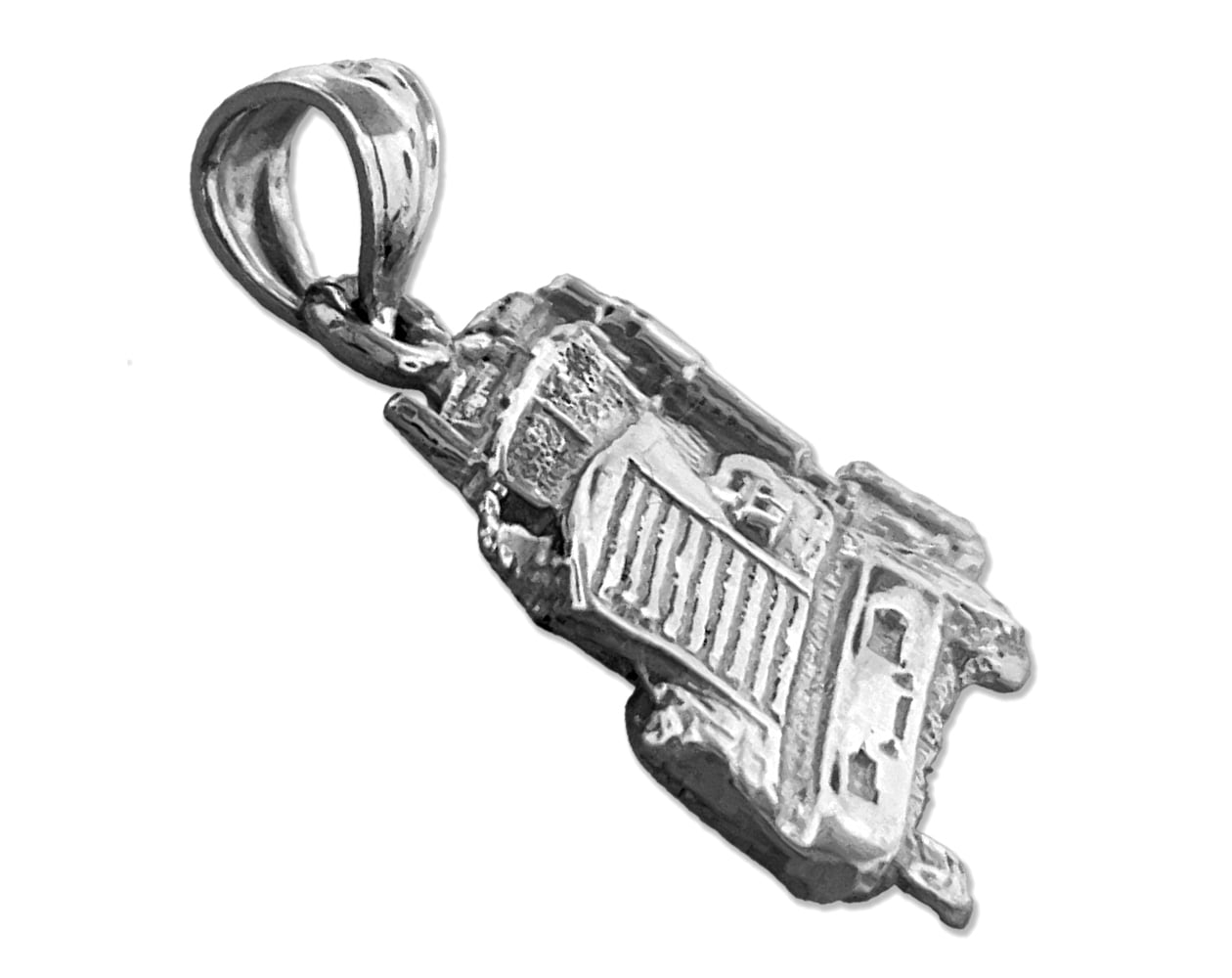 Rhodium Plated 925 Sterling Silver 20MM Big Rig Truck Charm