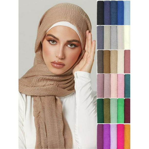 95*180CM Women Muslim Crinkle Hijab Scarf Femme Musulman Soft Cotton  Headscarf Islamic Hijab Shawls Wraps Head Scarves wholesale - Walmart.com