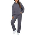 thumbnail image 5 of Huankd Womens Sweatsuits 2 Piece Set 2026 Casual Winter Long Sleeve Hoodie Loose Wide Leg Sweatpants Spring Tracksuit Dark Gray XL, 5 of 8