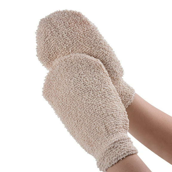 Nogis Bath Shower Gloves Mitt for Exfoliating and Body Scrubber (2 packs) Beige
