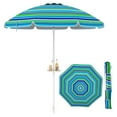 thumbnail image 1 of Costway 7.2 FT Portable Beach Umbrella Tilt Sand Anchor Cup Holder with Carry Bag Green, 1 of 10