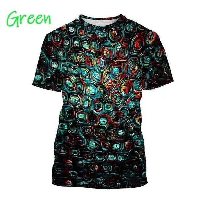 Fashion Graffiti Paint Vertigo Neon Painted Abstract 3D Printed T Shirt Colorful Hypnotic Distorted Line Unisex Short Sleeve Tee