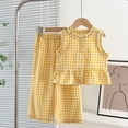thumbnail image 5 of LNMQLPDBS Girls Summer Sets Puff Sleeve Ruffle Hem Floral Printed Top & Elastic Waist Pants 2pcs Outfits Summer Outdoor Casual Fashionable Suit Toddler Girl Clothes for Tour Vacation and Photo, 5 of 5