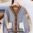 thumbnail image 5 of Cárdigans para mujer, suéter de gran tamaño con cuello en V, prendas de punto holgadas, cárdigan de punto informal con una hilera de botones, prendas de vestir, chaquetas informales de invierno, 5 of 5