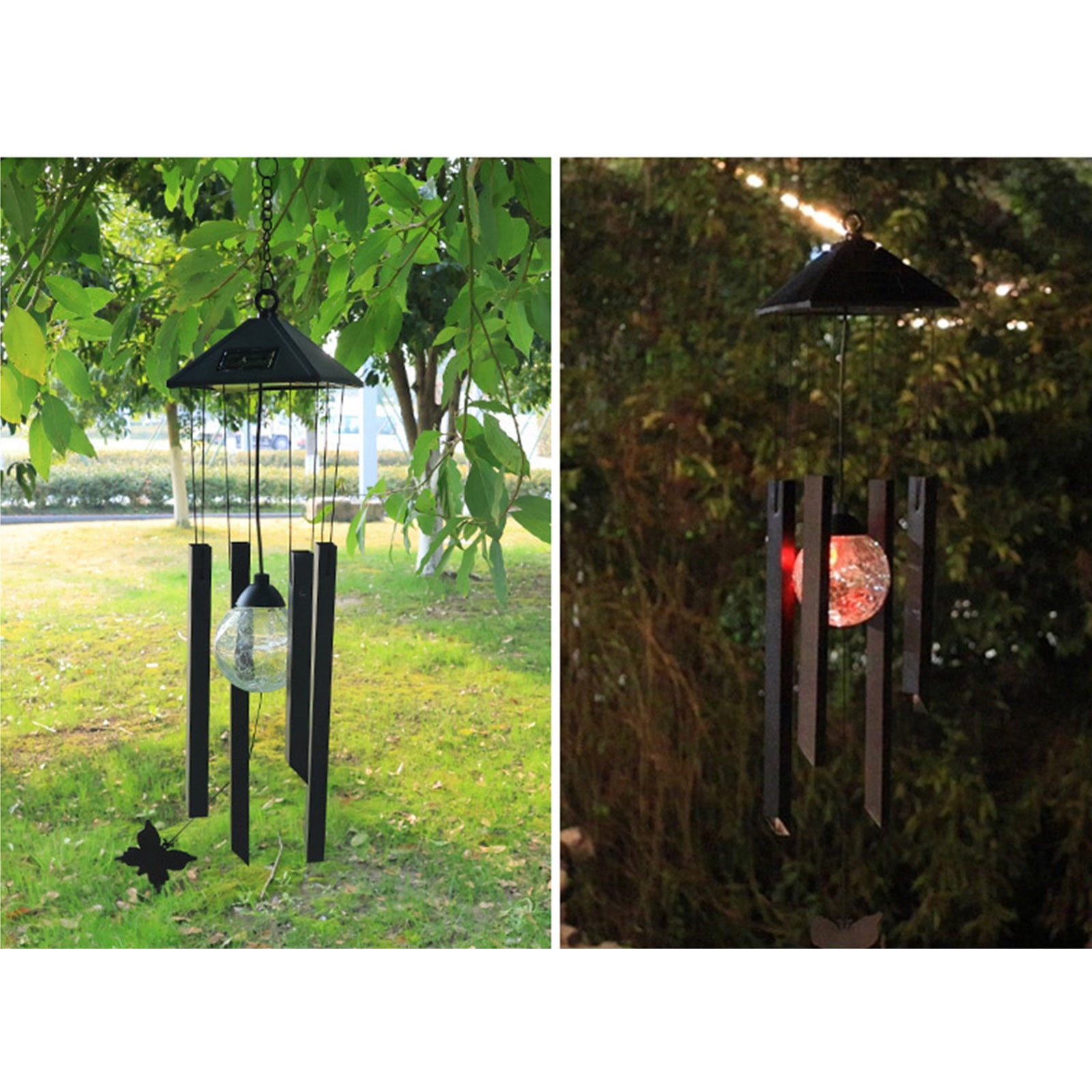 Gmogad Solar Wind Chime Light, Colorful Gradient LED Rotating Hanging Decoration for Garden Balcony, Solar Wind Chime Light Outdoor Courtyard Terrace Decor, Waterproof Musical Ambiance Lighting Gift