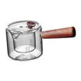 thumbnail image 2 of Tetera de vidrio de alto borosilicato, tetera, té floreciente con mango de madera, tetera para viajes, Camping, oficina en casa , Maceta Soledad Tetera, 2 of 7