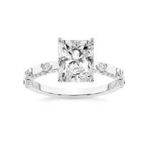 IGI Certified 2 Carat Radiant Shape Lab Grown Diamond Engagement Ring | 14K White Gold | Majestic Love Diamond Accent Ring | FG-VS1-VS2 Quality Friendly Diamonds