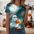 thumbnail image 2 of TOWED22 Halloween Costumes for Women Funny Pumpkin Printed Cute T Shirts Ghost Graphic Tops Fall Tee Fashion Gift(Green,3XL), 2 of 6