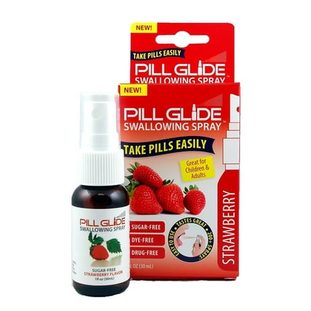 Pill Glide Swallowing Spray Strawberry Flavor Sugar-Free and Dye-Free 1 Fl Oz