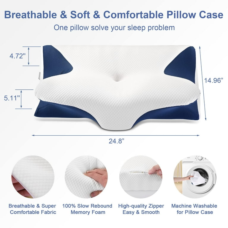 Ultra Pain Relief Cooling Pillow for Neck Support, Adjustable Cervical Pillow Cozy Sleeping, Odorless Ergonomic Contour Memory Foam Pillows