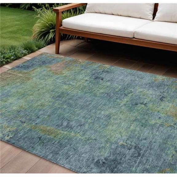 HomeRoots 608768 8 x 10 ft. Blue Abstract Washable Indoor & Outdoor Rectangle Area Rug