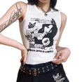 thumbnail image 5 of Biekopu Women Summer Wild Tank Tops, Letter Butterfly Person Print Sleeveless Vests Round Neck Crop Tops,Casual Daily Wear， S/M/L, 5 of 8