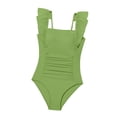 thumbnail image 4 of Teen Swimsuits One Piece Girls Swimsuit One Piece Bathing Suits Retro Square Neck Ruched Adjustable Strap Swimwear 7-16Y, 4 of 7
