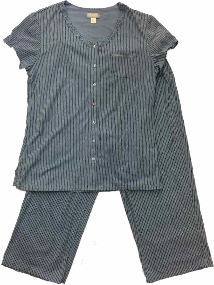 Celestial Dreams Womens Blue & Black Vertical Striped Pajamas