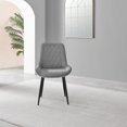 thumbnail image 4 of Furniturebox UK Pesaro Modern Adult Gray Velvet Dining Side Chairs, Set of 2 (Black Legs), 4 of 6