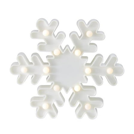 9.5 in. Battery Operated LED Lighted White Snowflake Christmas Marquee Sign