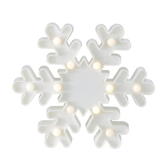 9.5 in. Battery Operated LED Lighted White Snowflake Christmas Marquee Sign
