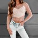thumbnail image 2 of Top sin forro de encaje con cuentas y tachuelas sexy para mujer: manga larga, estilo europeo, tallas S-XL, ropa informal/de fiesta, 2 of 3