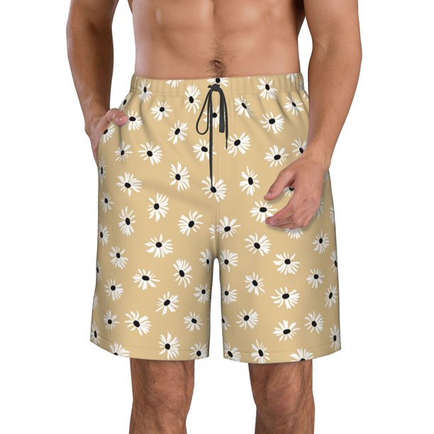 Fotbe Daisies Flowers Trajes de Baño Estampados para Hombre, Shorts de Verano de Secado Rápido, Ropa de Playa, Bañadores-X-Large
