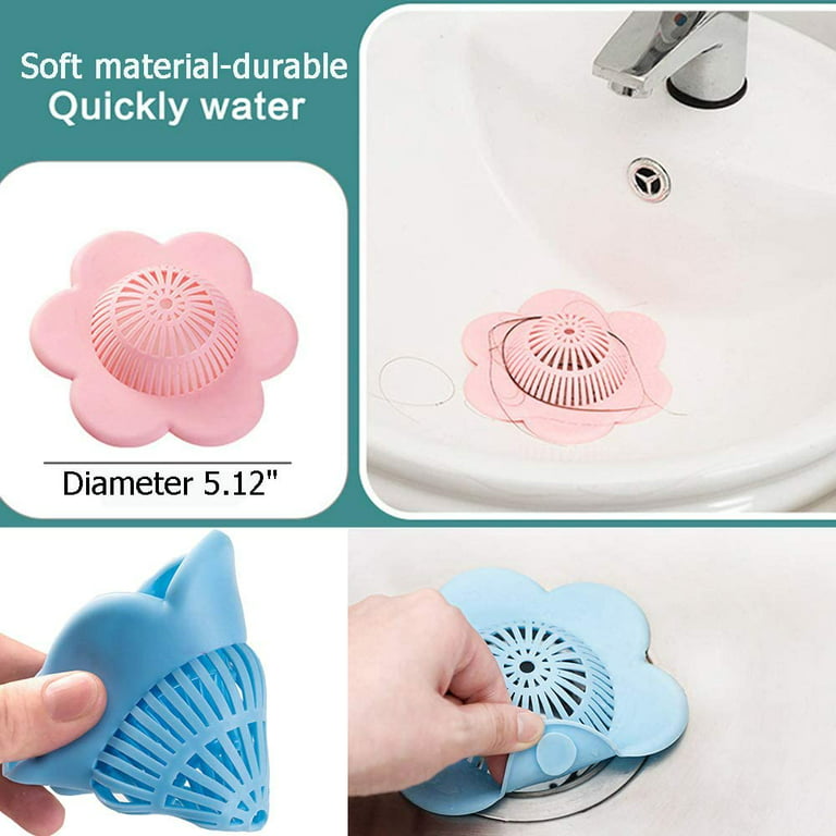 4Pcs Hair Catcher Durable Silicone Hair Stopper Shower Drain Covers Easy to  Install and Clean Suit for Bathroom Bathtub Kitchen