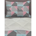 thumbnail image 3 of Geometric Comforter & Sham Bedding Set, Contemporary Themed Illustration in Retro Style Modern Art, 3 pcs Duvet Set Microfiber Filling Quilt, 5 Sizes, Blue Pink and Charcoal Grey, by Ambesonne, 3 of 4