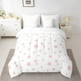 thumbnail image 2 of Manfei Kawaii Stars Print Twin Bedding Sets 7-Piece, White Pink Cartoon Style Bedding Comforter Set, Teens Kids Boys Girls Sheet Sets, Super Cozy Room Decor, 2 of 7