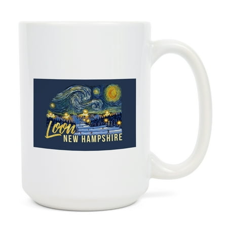 

15 fl oz Ceramic Mug Loon New Hampshire Ski Resort Starry Night Contour Dishwasher & Microwave Safe