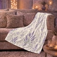 thumbnail image 5 of Lavender Sprigs And Ornamental Scrolls, Cozy Flannel Blanket for Lavender Art Enthusiasts, Vintage Botanical Watercolor Pattern Home Decor for Living Room and Bedroom, Housewarming Gift, 5 of 7