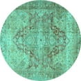 thumbnail image 1 of Ahgly Company Machine Washable Indoor Round Persian Turquoise Blue Traditional Area Rugs, 5' Round, 1 of 4