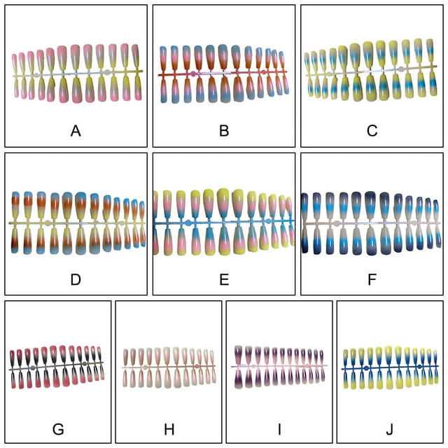 pitrice 24 Pieces False Nails Coffin Design Full Cover Elegant Press-on Gradient Style Artificial Nail Tips Fingernail Accessory for DIY ch02