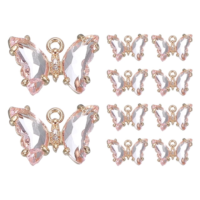 Uxcell 10Pcs Encanto de Mariposa de Rhinestone Cubic Zirconia Cristal Rosa