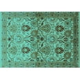 thumbnail image 1 of Ahgly Company Machine Washable Indoor Rectangle Oriental Turquoise Blue Industrial Area Rugs, 8' x 10', 1 of 4