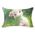 Cute Cartoon Lamb Eating Grass Plush Pillowcase Pillow Slip Bolster