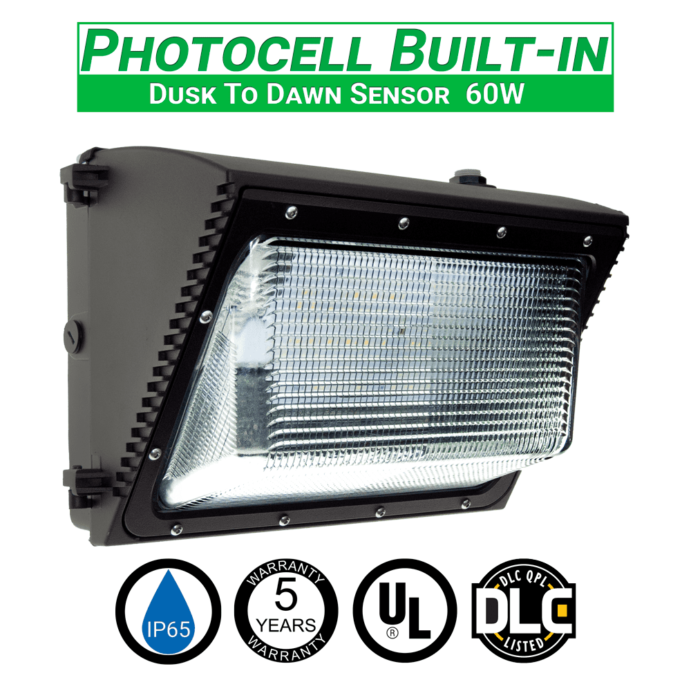Outdoor LED Lighting 60W Wall Pack with Photocell Dusk to Dawn LED IP65 