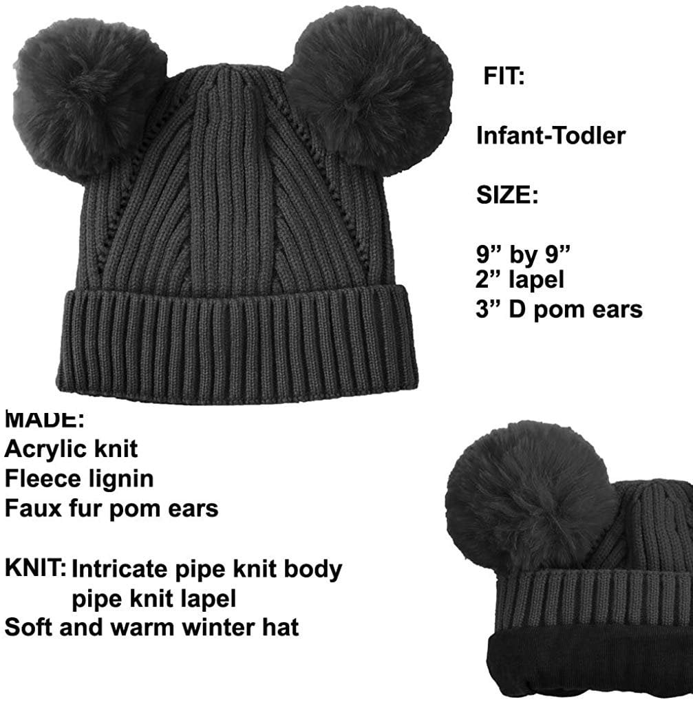 Infant Baby Toddler Girl Pom Braid Ears Beanie Hat winter warm knit cover cap