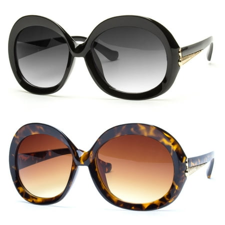 Large Oversized Round Sunglasses Thick Frame Black or Brown Lens Women Fashion u