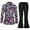 Purple, variant on Mens 70S Disco Outfit Retro Floral Shirt Flare Pants Two Piece Stage Performance Outfit Set Clothes