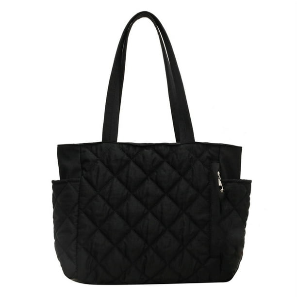 Bolso Mano Acolchado Con Diamantes para Mujer Bolso Compras Cruzado Informal (negro)