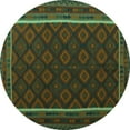 thumbnail image 1 of Ahgly Company Machine Washable Indoor Round Oriental Turquoise Blue Traditional Area Rugs, 5' Round, 1 of 4