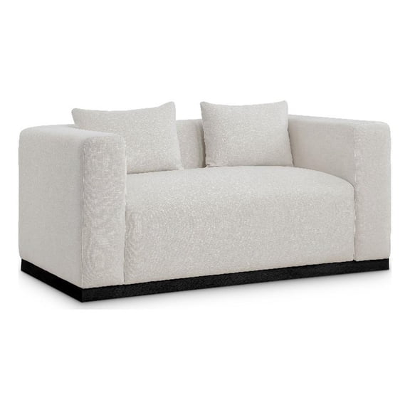 Meridian Furniture Alfie Beige Linen Textured Fabic Loveseat
