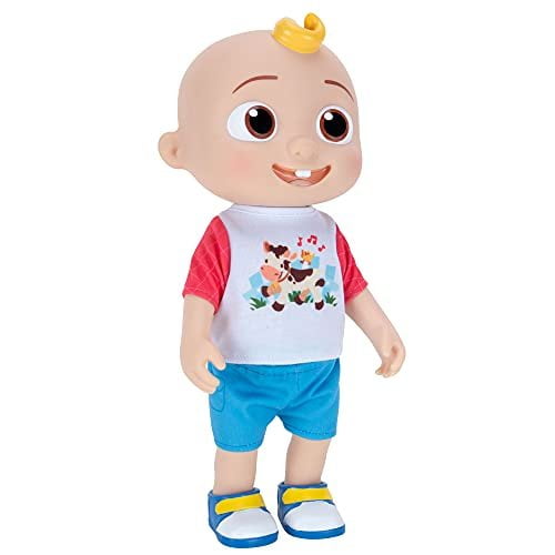 CoComelon Deluxe Interactive JJ Doll - Includes JJ, Shirt, Shorts, Pair of Shoes, Bowl of Peas, Spoon- Toys for Preschoolers