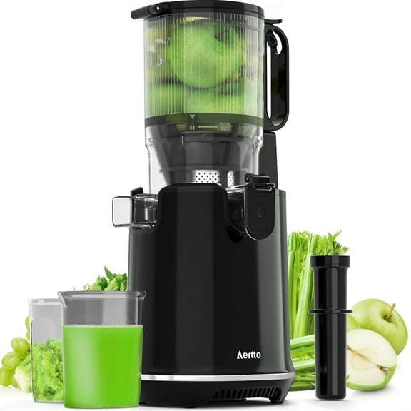 Aeitto Max5 Cold Press Juicer, 250W Juicer Machine with 5.3" Lagrge Feed Chute, 1.7L High Juice Yiled for Fruits and Vegetables, Coal