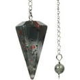 thumbnail image 1 of Angelstones Natural African Bloodstone Gemstone Rock Crystal Hexagonal Pointed Reiki Chakra Pendant Pendulum, 1 of 3