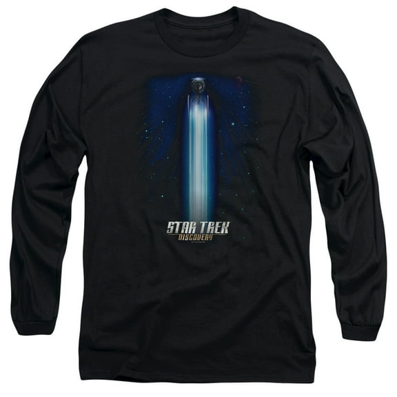 Star Trek Discovery Beams Long Sleeve Adult 18/1 T-Shirt Black